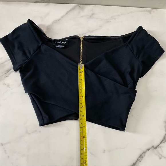 Bebe xs black criss cross off shoulder wrap crop top - Picture 7 of 13
